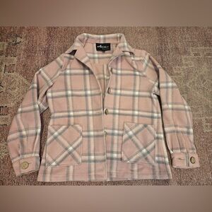 Astro Betty medium pink and grey plaid button down jacket. This is new no tags